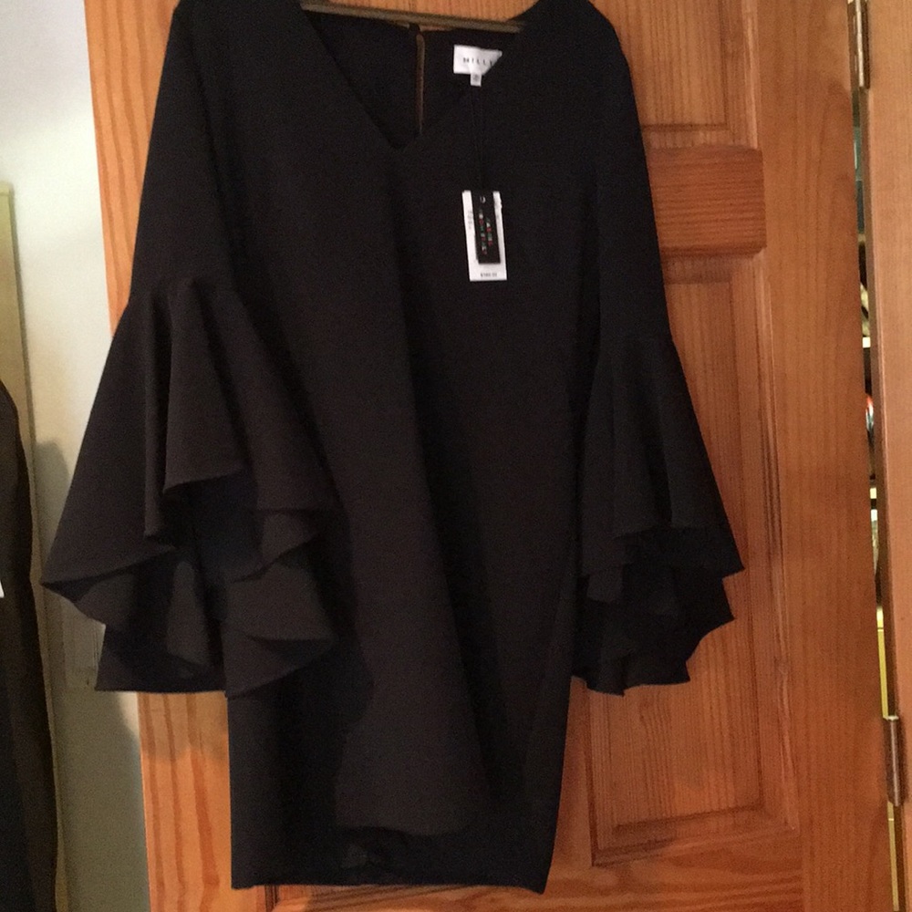 BLACK Milly Ruffle Sleeve Dress